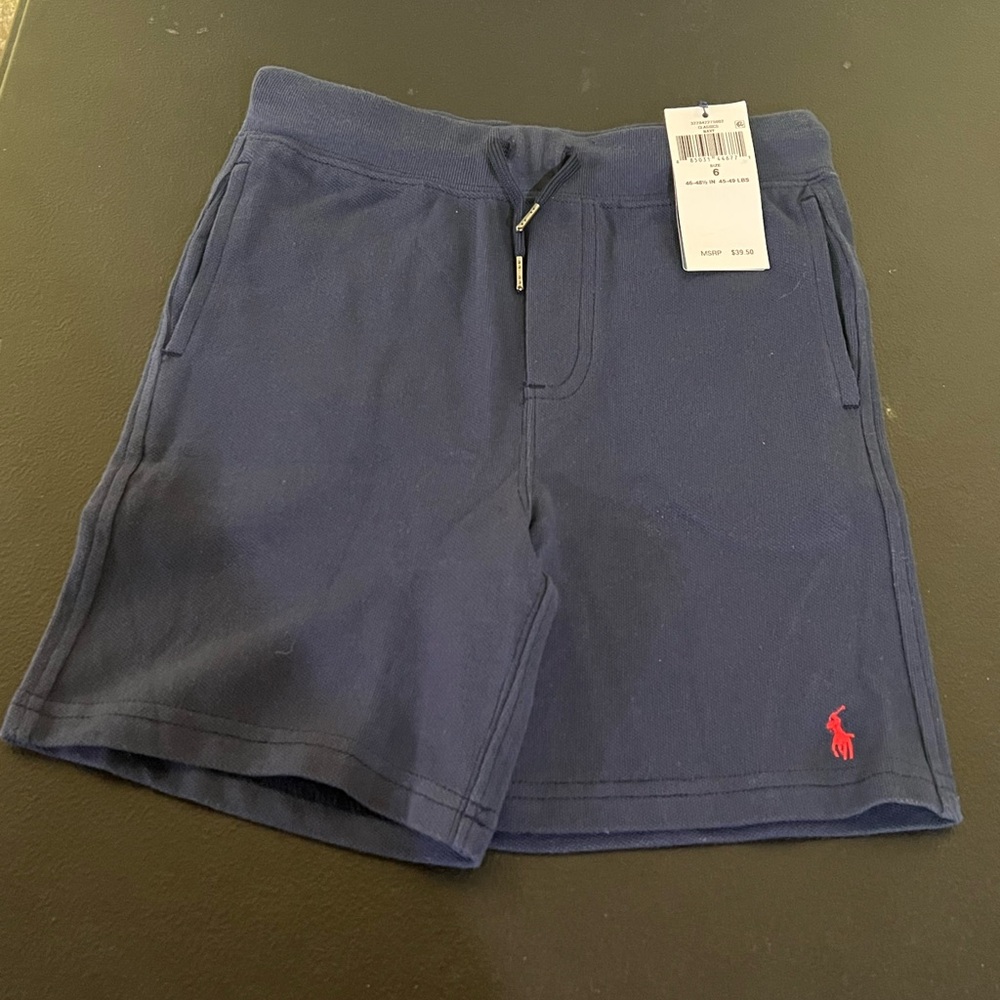 NWT Polo Ralph Lauren Cotton Navy Blue Shorts With Pockets Size 6